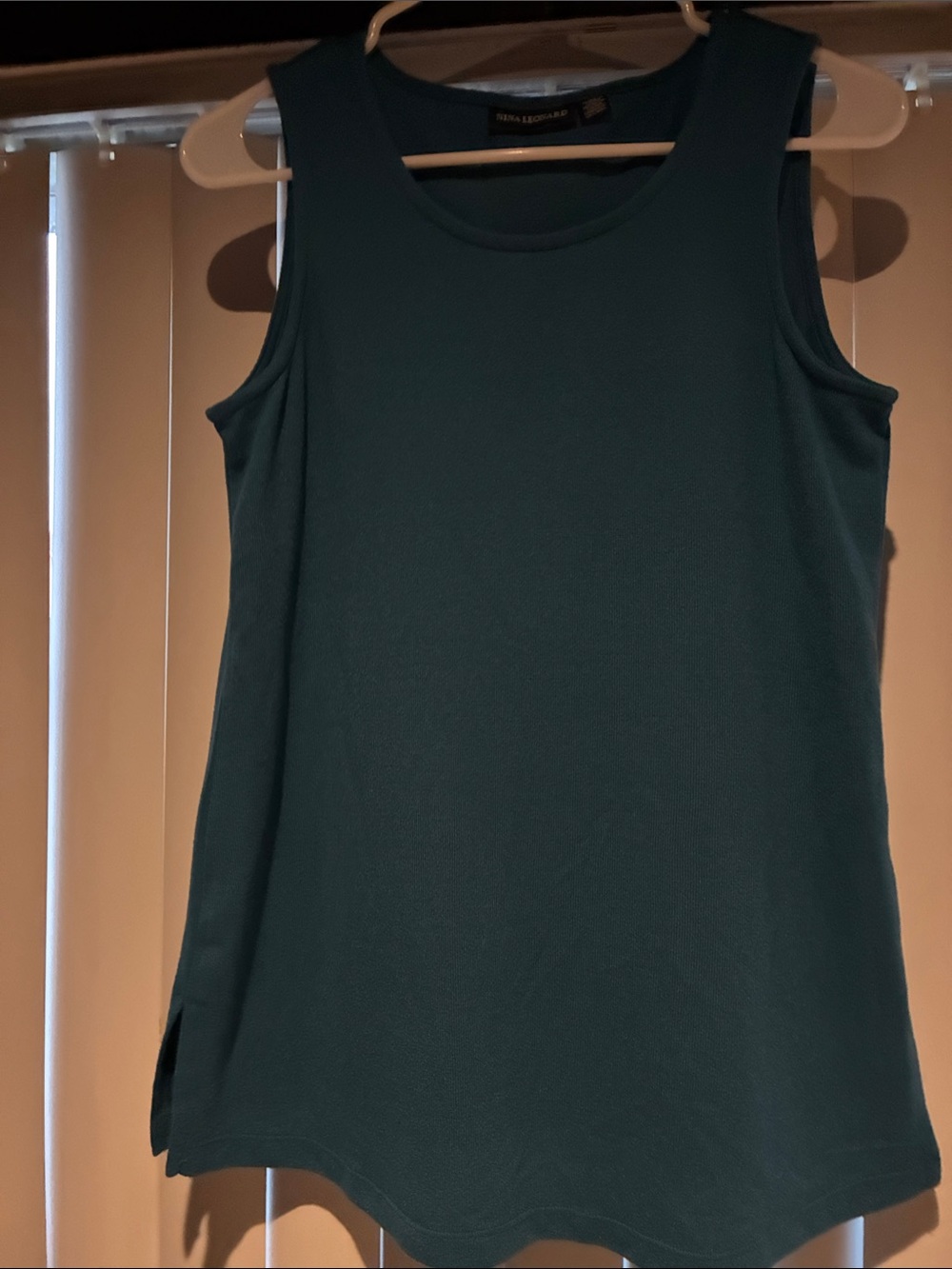 Nina Leonard Teal Scoop Neck Sleeveless Tank